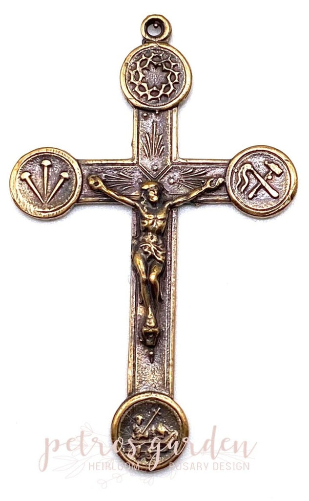 Solid Bronze CROWN OF THORNS TOOLS Rosary Crucifix, Rosary Parts, Catholic Pendant Jewelry, Religious Charms, Antique/Vintage Reproduction #PG3145