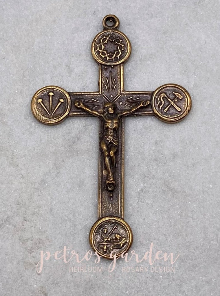 Solid Bronze CROWN OF THORNS TOOLS Rosary Crucifix, Rosary Parts, Catholic Pendant Jewelry, Religious Charms, Antique/Vintage Reproduction #PG3145
