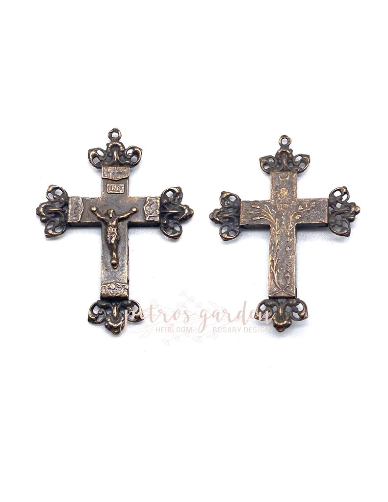 Solid Bronze ORNATE EUCHARIST BACK Crucifix, Rosary Parts, Catholic Pendant Jewelry, Religious Charm, Antique/Vintage Reproduction #PG3159