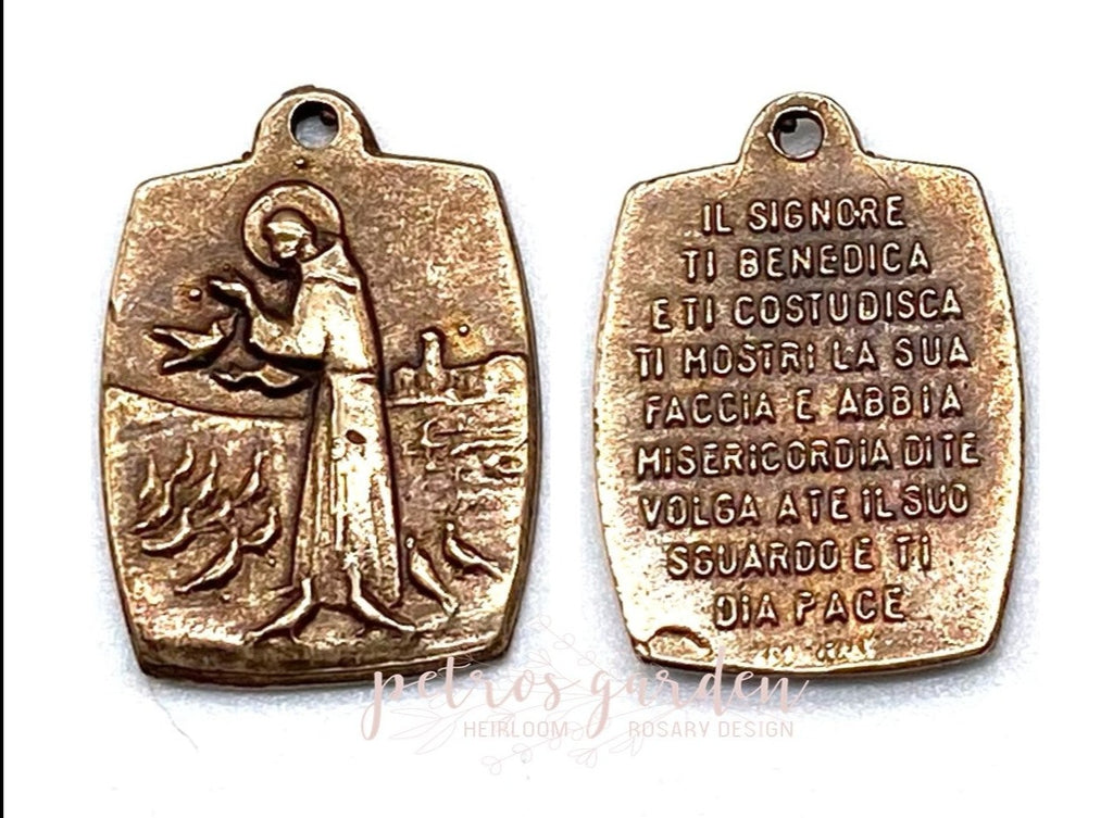 Solid Bronze SAINT FRANCIS WITH BIRDS Catholic Medal, Catholic Pendant Jewelry, Religious Charm, Antique/Vintage Reproduction #PG7144