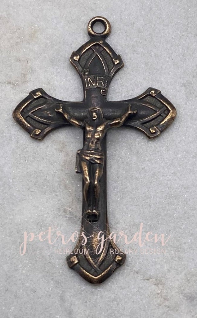 Solid Bronze SIMPLE ELEGANT Crucifix, Rosary Parts, Catholic Pendant Jewelry, Religious Charm, Antique/Vintage Reproduction #PG3157