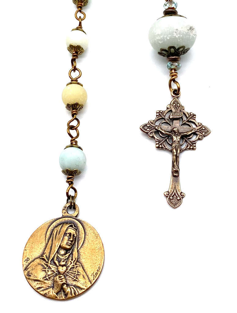 Amazonite Matte Gemstone Catholic Heirloom Tenner Rosary