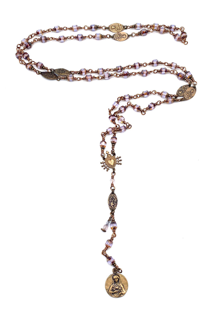 Alexandrite Czech Glass Catholic Heirloom Rosary of the Seven Sorrows MEDIUM