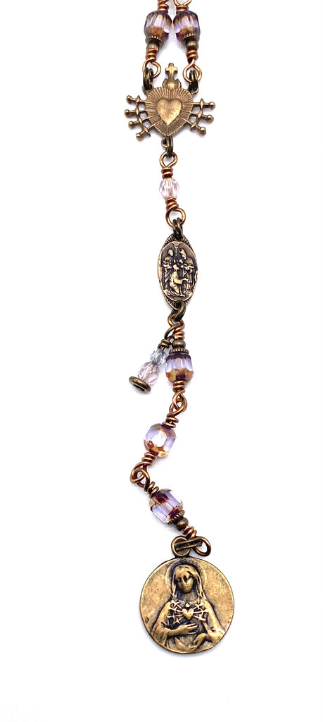 Alexandrite Czech Glass Catholic Heirloom Rosary of the Seven Sorrows MEDIUM