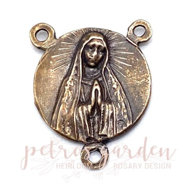 Solid Bronze BEAUTIFUL MARY Sacred Heart of JESUS Centerpiece, Rosary Center, Rosary Parts, Religious Charms, Antique/Vintage Reproduction #PG1144