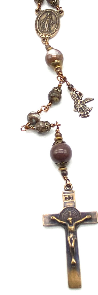 Brazilian Opal Gemstone Wire Wrapped Catholic Heirloom Rosary LARGE