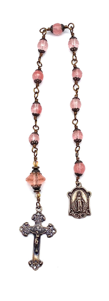 Cherry Quartz Gemstone Catholic Heirloom Tenner Rosary