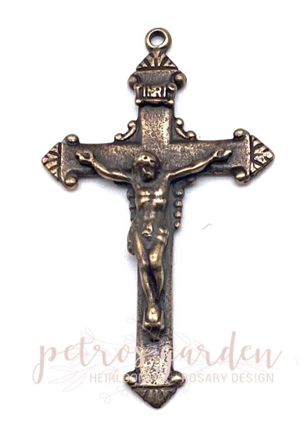 Solid Bronze CLASSIC POINTS Crucifix, Catholic Pendant, Antique/Vintage Reproduction #PG3132