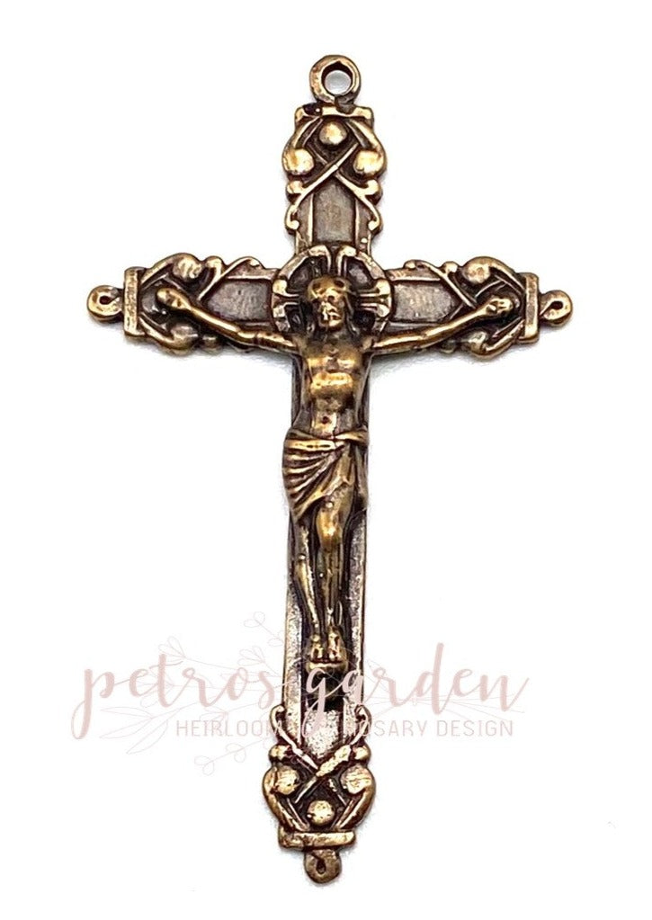 Vintage Bronze French on sale Pectoral Rosary Crucifix Cross, 3 1/2 Inch, Roman Catholic, Christian, Religious.