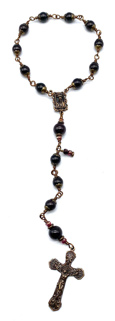 Garnet Gemstone Catholic Heirloom Travel Rosary