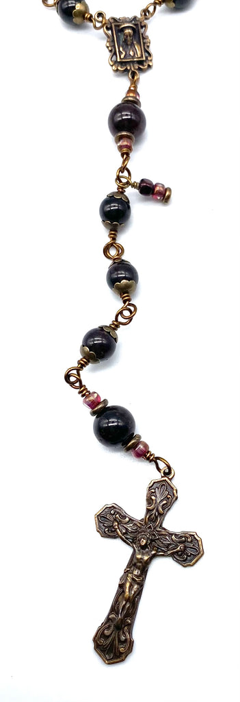 Garnet Gemstone Catholic Heirloom Travel Rosary