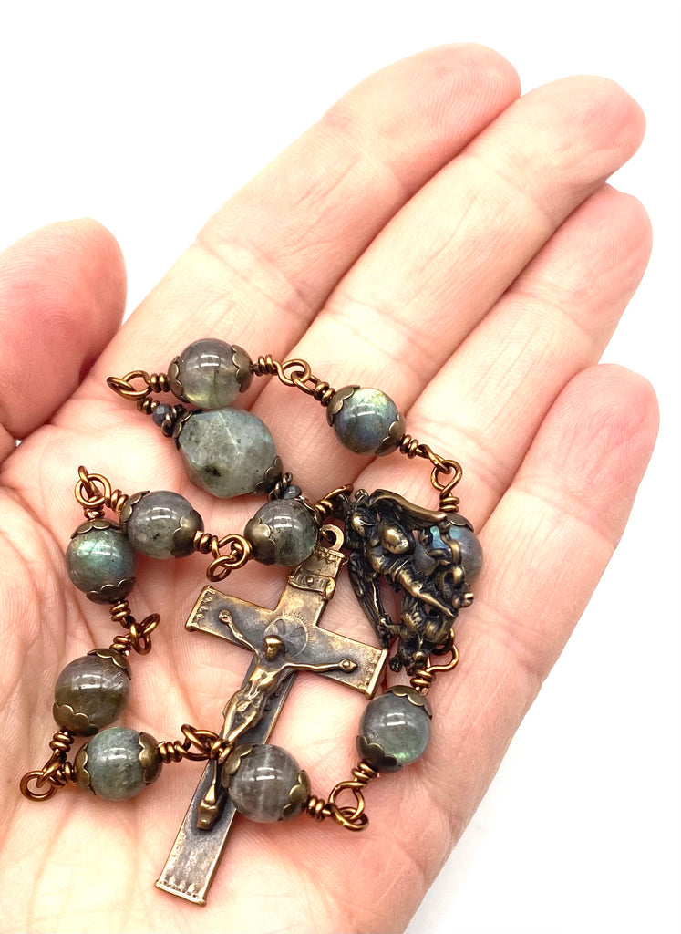 Grey Labradorite Gemstone Catholic Heirloom Tenner Rosary
