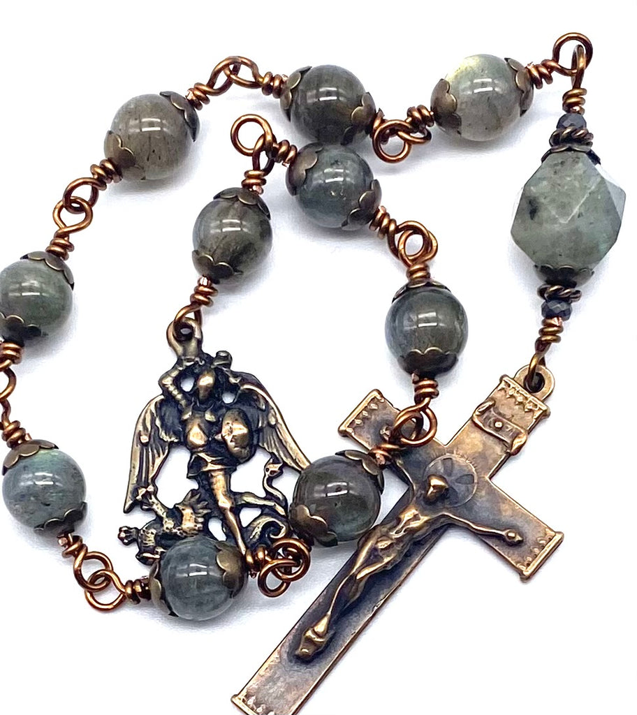 Grey Labradorite Gemstone Catholic Heirloom Tenner Rosary