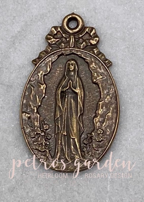 Solid Bronze IMMACULATE MARY Catholic Medal, Catholic Pendant Jewelry, Religious Charm, Antique/Vintage Reproduction #PG7141