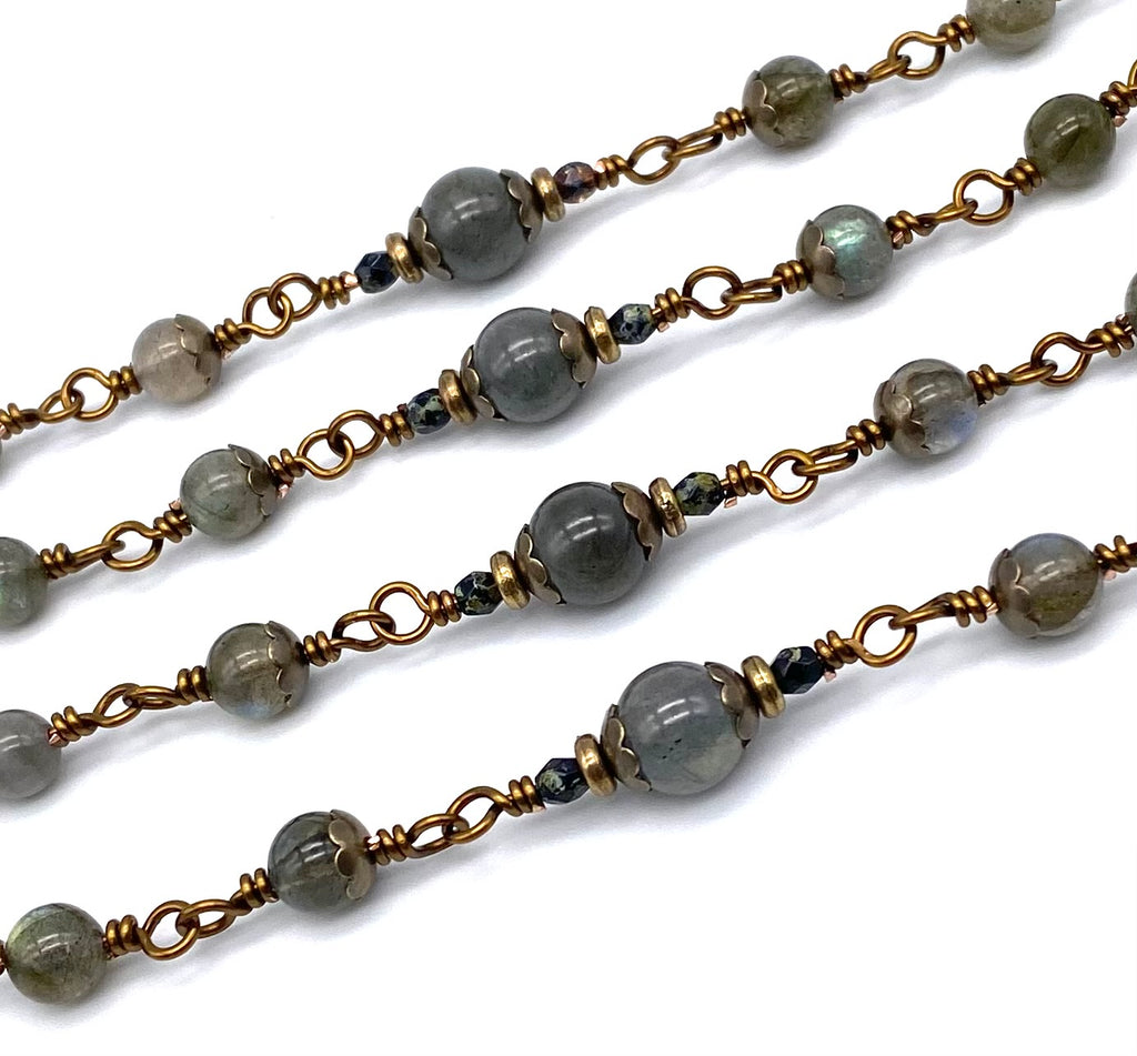 Gray Labradorite Gemstone Catholic Heirloom Rosary Medium
