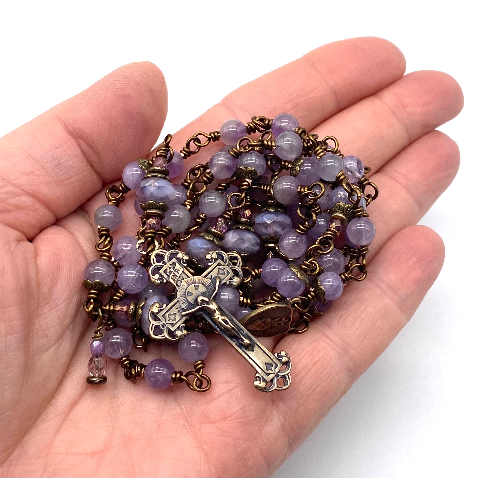 Amethyst gemstone rosary on sale