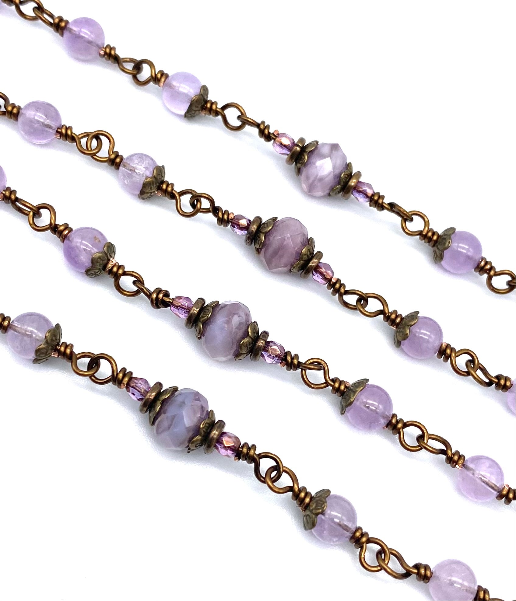 アクセサリー Rosemary Amethyst Gemstone Rosary - Wire Wrapped Catholic Heirloom Gift