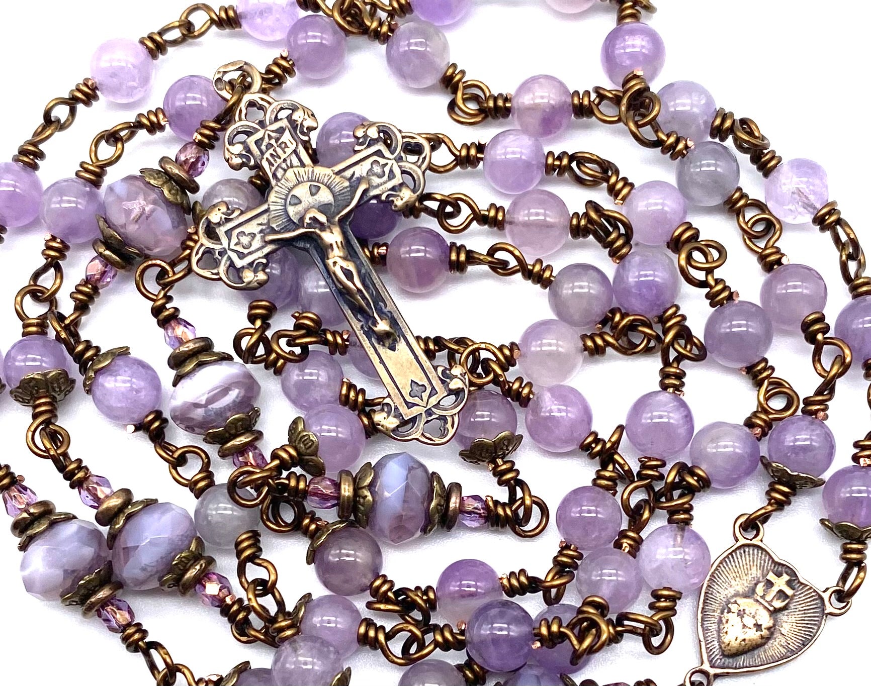 Amethyst gemstone rosary deals