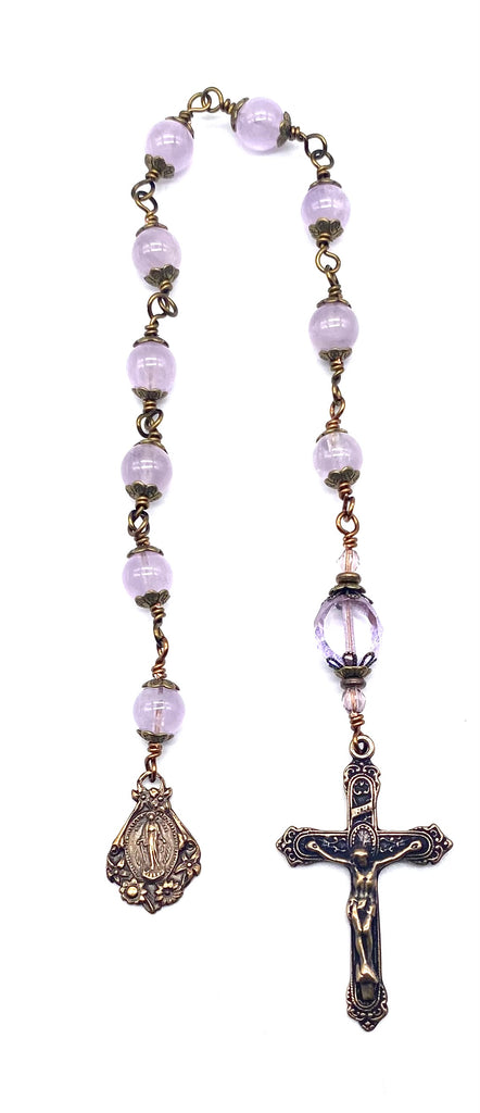 Lilac Amethyst Gemstone Catholic Heirloom Tenner Rosary