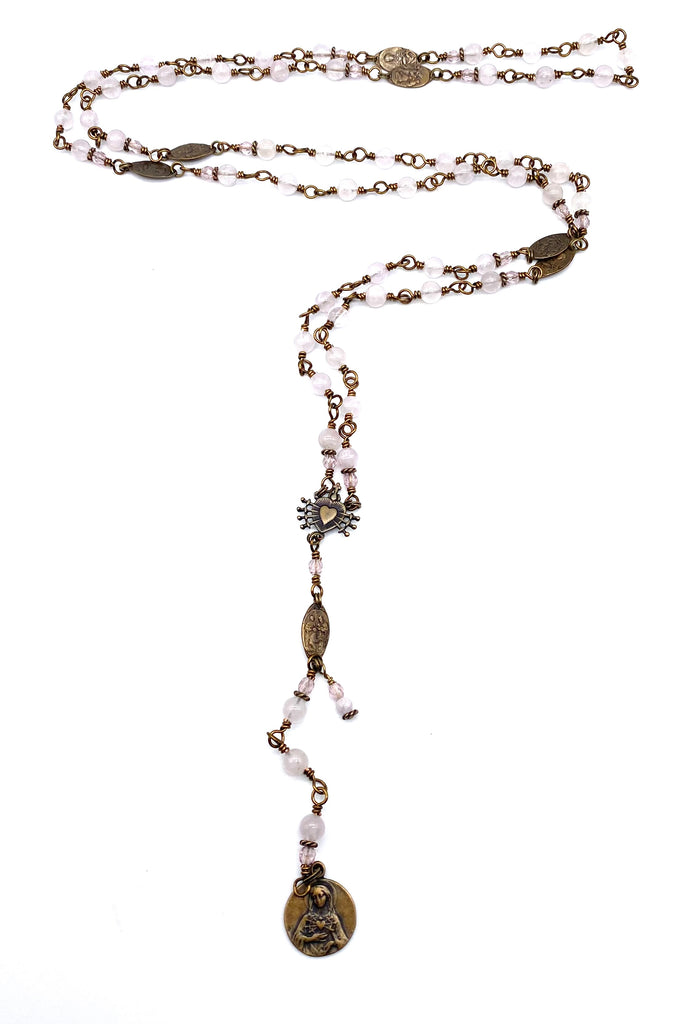Lilac Amethyst Gemstone Wire Wrapped Catholic Heirloom Rosary of the Seven Sorrows Medium