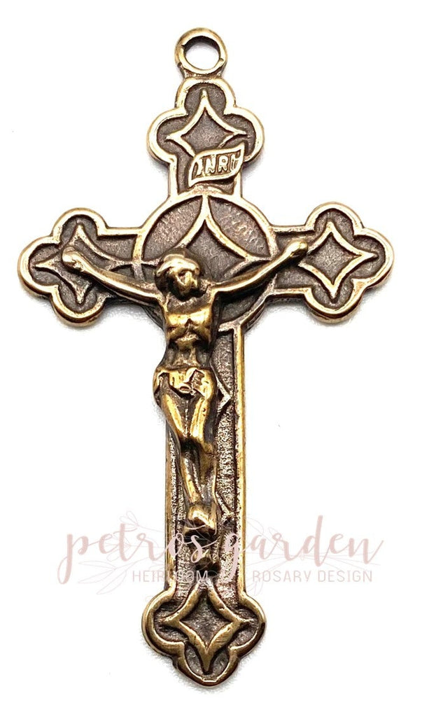 Solid Bronze STAR CRUCIFIX Antique Vintage Reproduction #PG3177