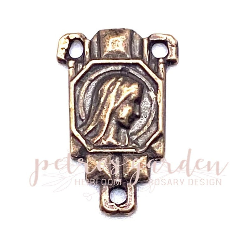 Solid Bronze OUR LADY ART DECO Rosary Centerpiece Antique Vintage Reproduction #PG1151