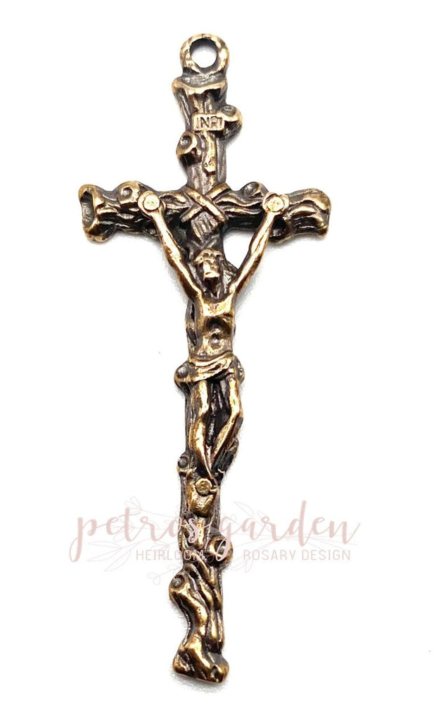 Solid Bronze TREE AND VINE Crucifix Antique Vintage Reproduction #PG3175