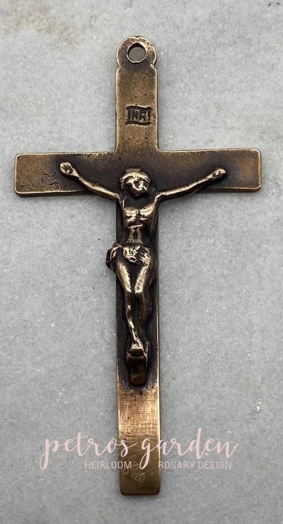 Solid Bronze TRADITIONAL SIMPLE SMOOTH Crucifix, Rosary Parts, Religious Charms, Antique/Vintage Reproduction #PG4139