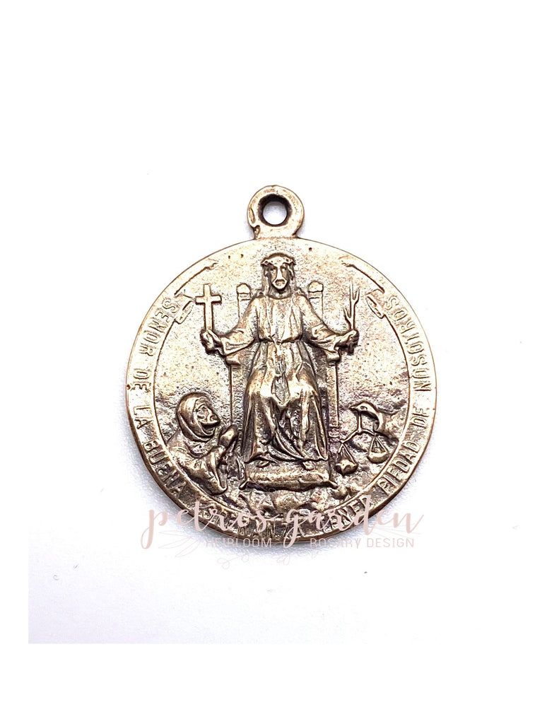 Solid Bronze OUR LADY OF GOOD HOPE Catholic Medal Antique Vintage Reproduction #PG7211