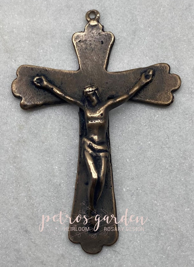 Solid Bronze SIMPLE ELEGANCE Catholic Crucifix Antique Vintage Reproduction #PG4143