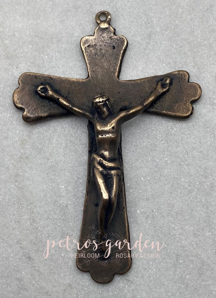 Solid Bronze SIMPLE ELEGANCE Catholic Crucifix Antique Vintage Reprodu ...