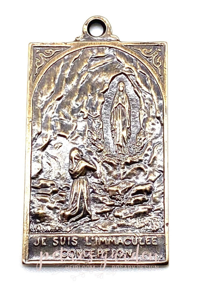 Solid Bronze I WILL REIGN DESPITE MY ENEMIES Catholic Medal, Rosary Parts, Religious Charms, Antique Vintage Reproduction #PG7203
