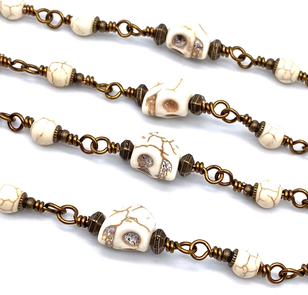 Magnesite Gemstone Catholic Heirloom "Memento Mori" Rosary Medium