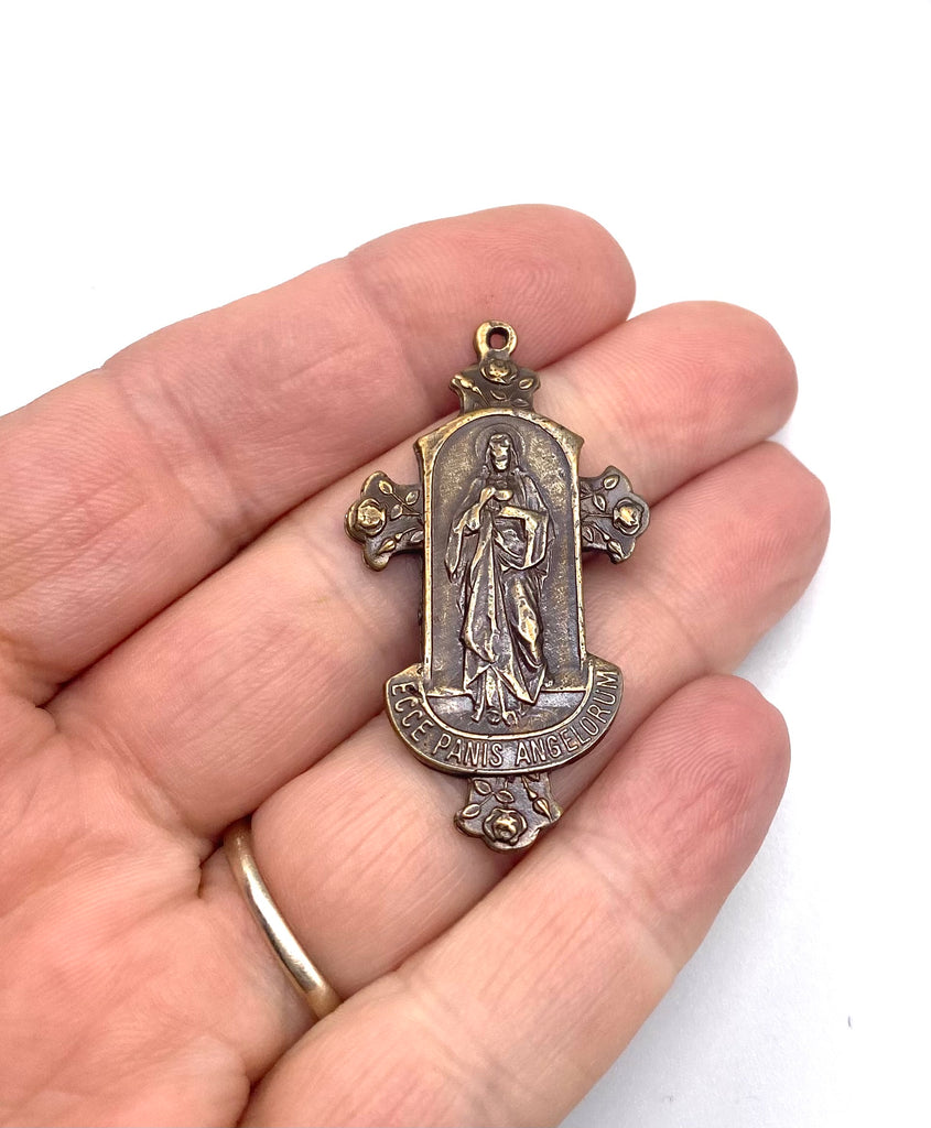 Solid Bronze MONSTRANCE WITH JESUS Catholic Medal, Rosary Part, Catholic Pendant, Religious Medal, Antique/Vintage Reproduction #PG7132