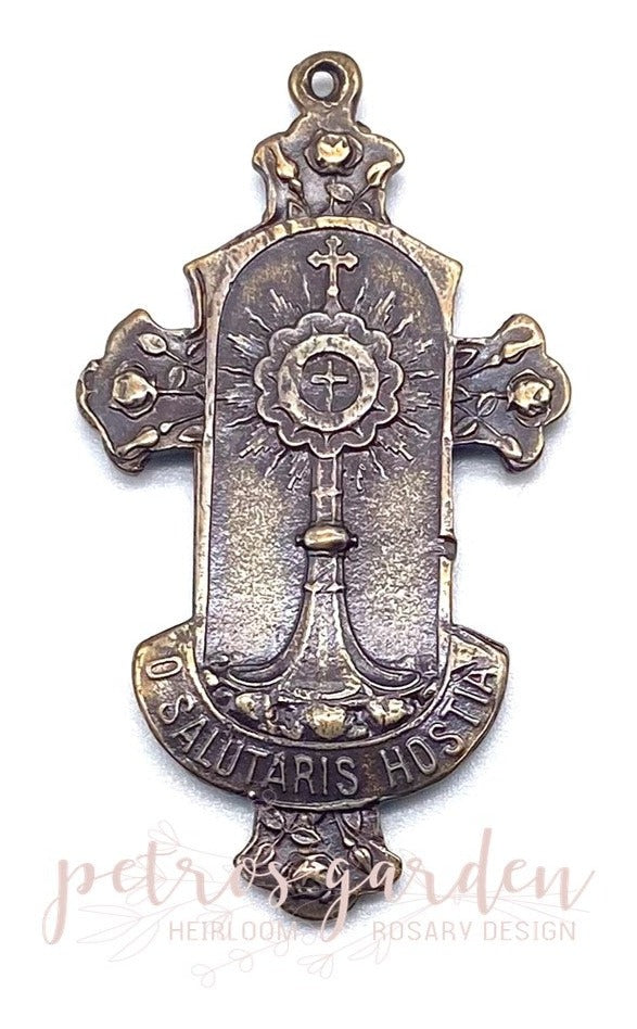 Solid Bronze MONSTRANCE WITH JESUS Catholic Medal, Rosary Part, Catholic Pendant, Religious Medal, Antique/Vintage Reproduction #PG7132