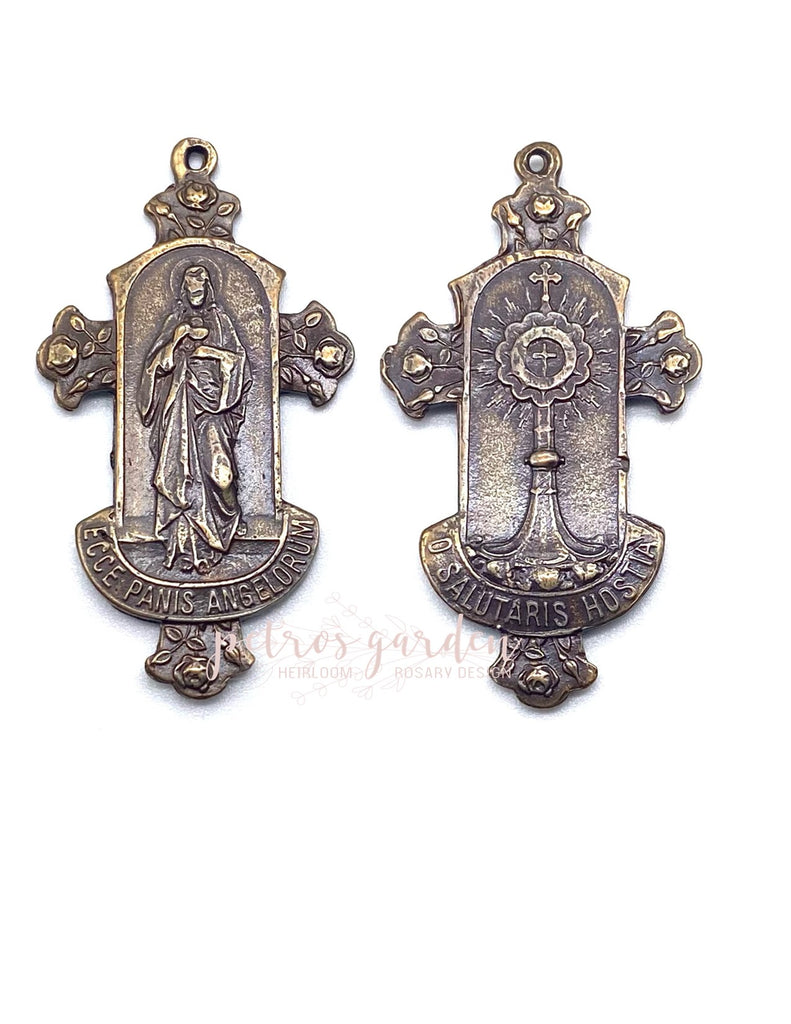 Solid Bronze MONSTRANCE WITH JESUS Catholic Medal, Rosary Part, Catholic Pendant, Religious Medal, Antique/Vintage Reproduction #PG7132