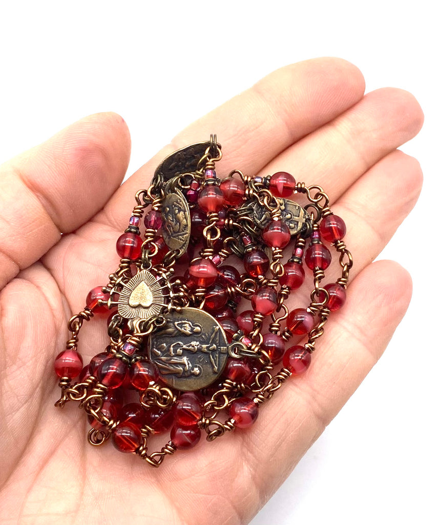 Mulberry Czech Catholic Heirloom Rosary of the Seven Sorrows MEDIUM