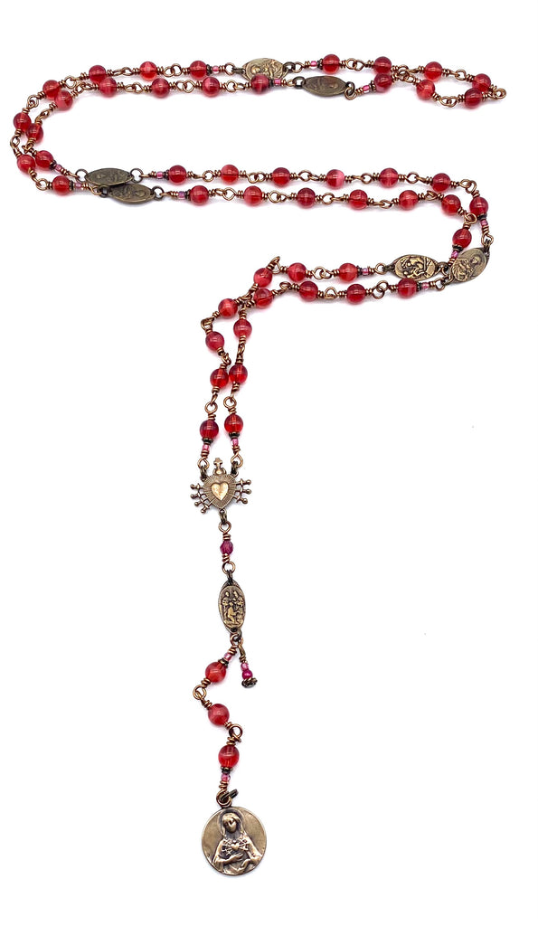 Mulberry Czech Catholic Heirloom Rosary of the Seven Sorrows MEDIUM