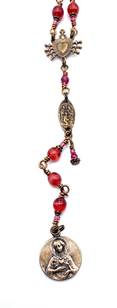 Mulberry Czech Catholic Heirloom Rosary of the Seven Sorrows MEDIUM