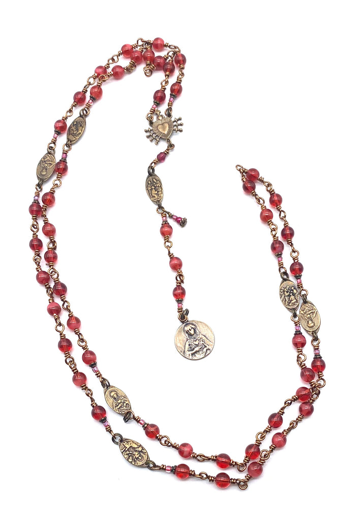 Mulberry Czech Catholic Heirloom Rosary of the Seven Sorrows MEDIUM