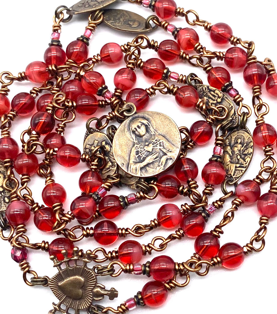 Mulberry Czech Catholic Heirloom Rosary of the Seven Sorrows MEDIUM