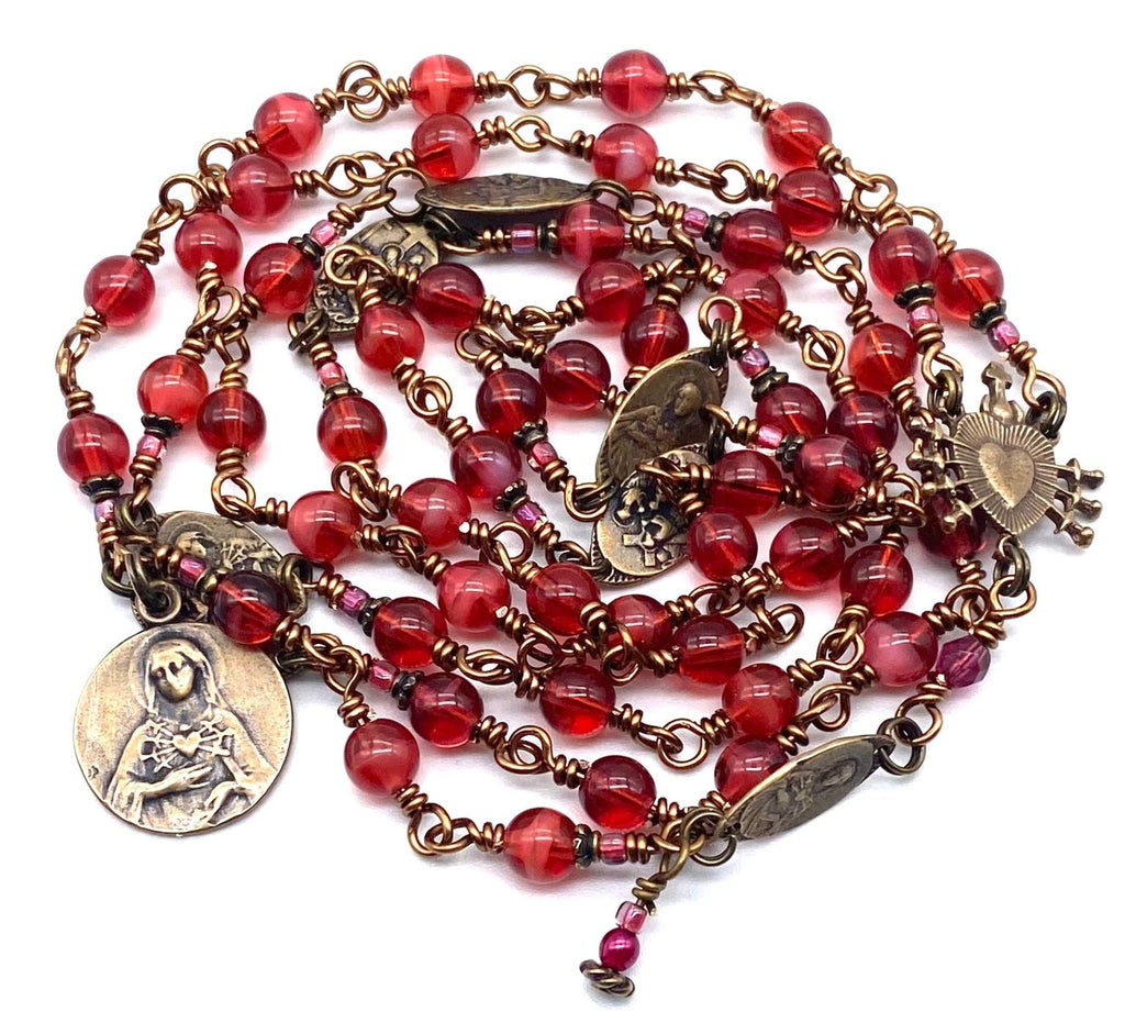 Mulberry Czech Catholic Heirloom Rosary of the Seven Sorrows MEDIUM