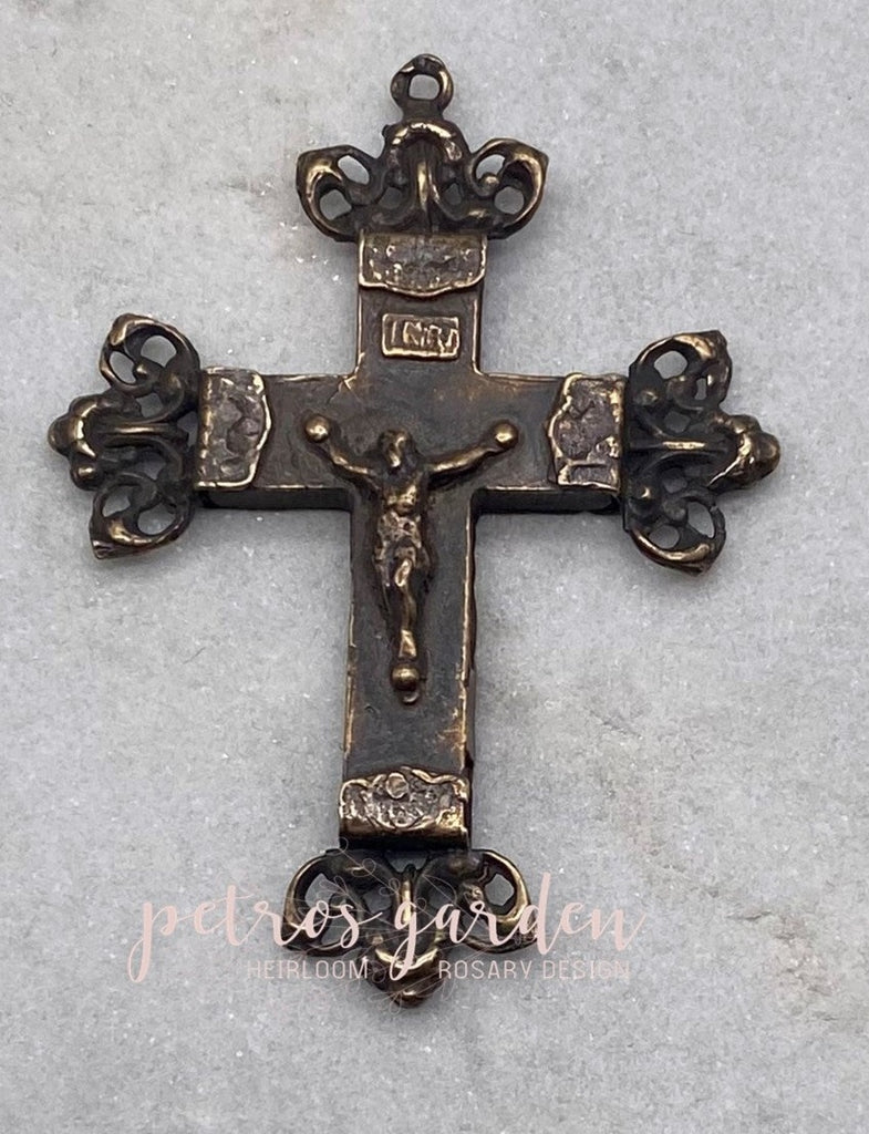 Solid Bronze ORNATE EUCHARIST BACK Crucifix, Rosary Parts, Catholic Pendant Jewelry, Religious Charm, Antique/Vintage Reproduction #PG3159