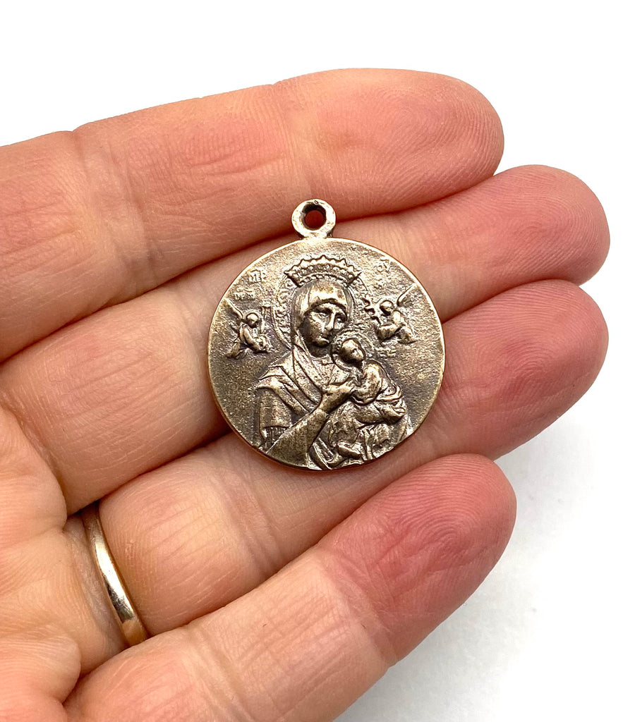 Solid Bronze OUR LADY OF GOOD HOPE Catholic Medal Antique Vintage Reproduction #PG7211