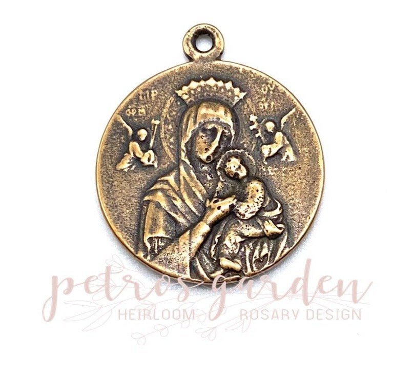 Solid Bronze OUR LADY OF GOOD HOPE Catholic Medal, Religious Charm, Antique/Vintage Reproduction #PG7128