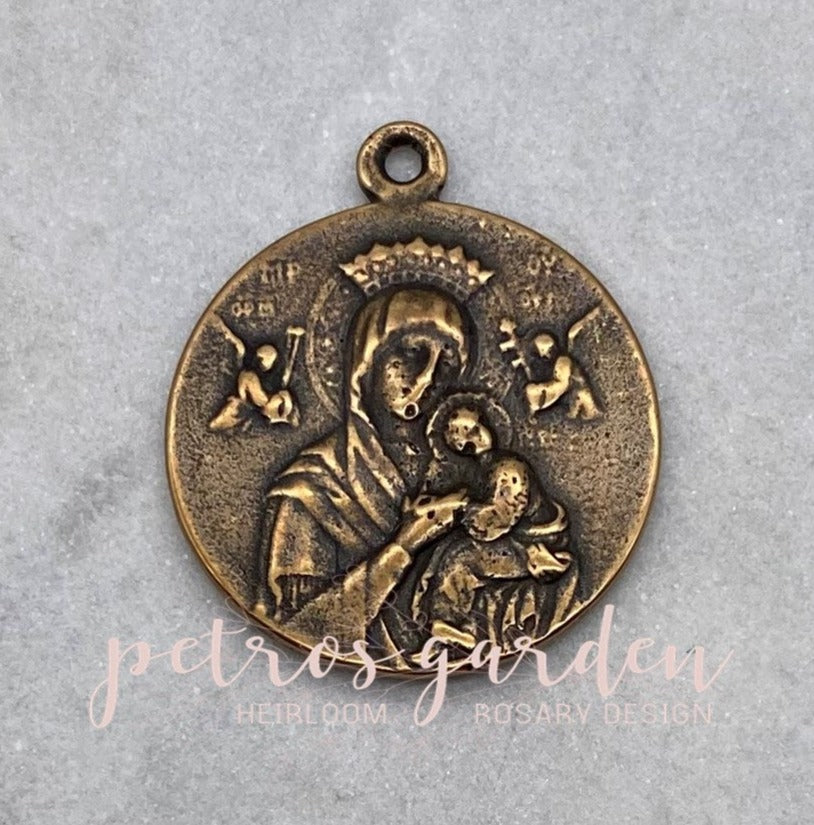 Solid Bronze OUR LADY OF GOOD HOPE Catholic Medal, Religious Charm, Antique/Vintage Reproduction #PG7128