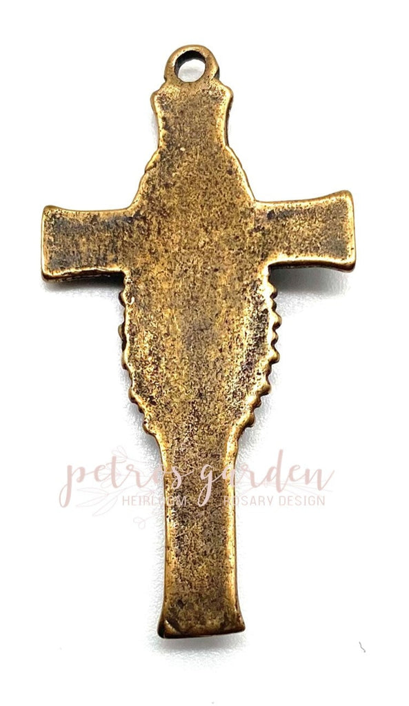 Solid Bronze RADIANT ART DECO Crucifix, Rosary Crucifix, Rosary Parts, Religious Charms, Antique Vintage Reproduction #PG3162