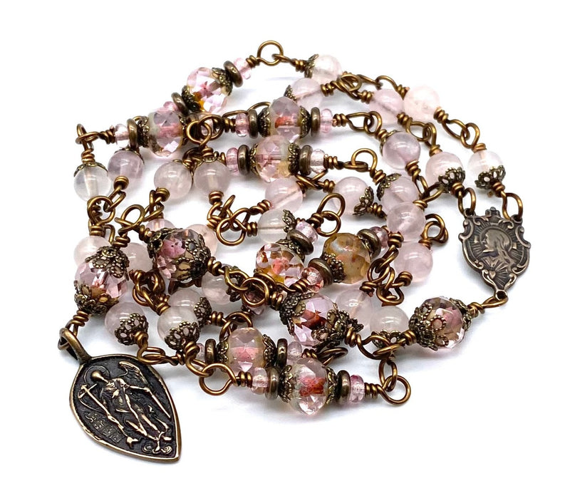 Bronzite Gemstone Wire Wrapped Catholic Heirloom Chaplet factory of Saint Michael Medium