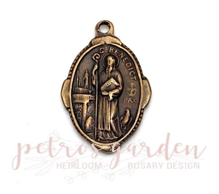 Solid Bronze SAINT MICHAEL OVAL Catholic Medal Pendant, Religious Charm, Antique/Vintage Reproduction #PG7127