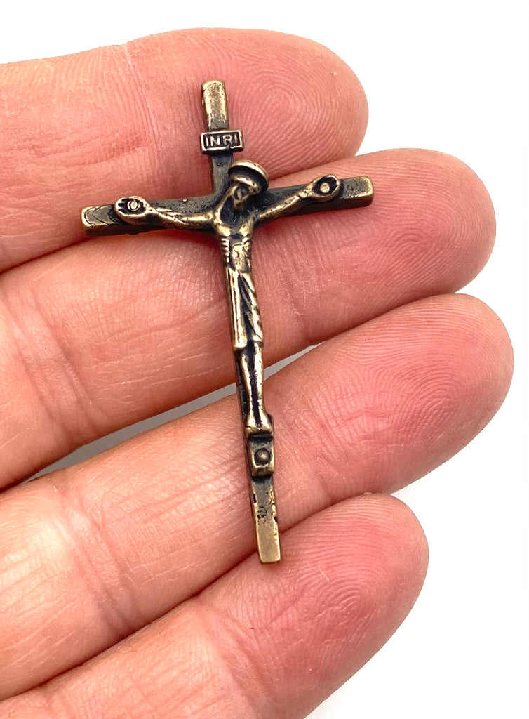 Solid Bronze SLENDER ART DECO Rosary Crucifix Antique Vintage Reproduction #PG3173